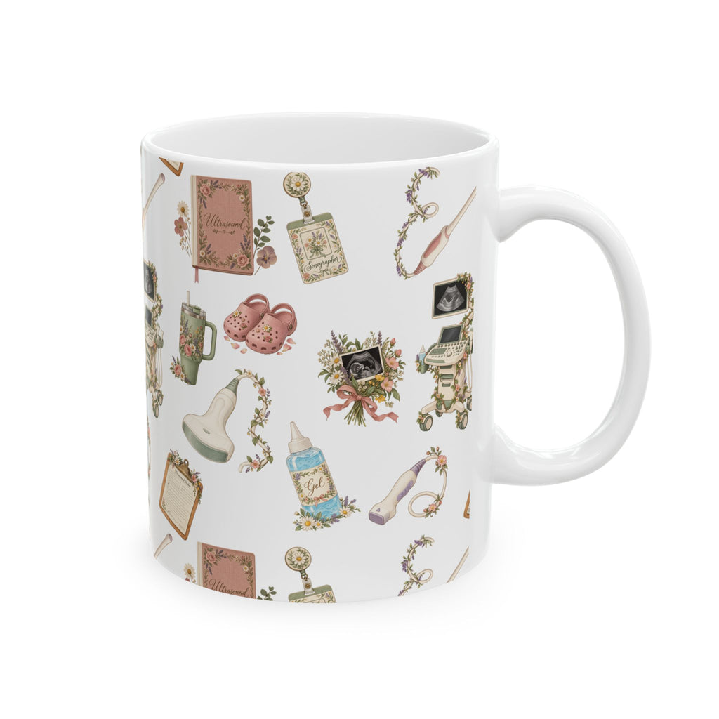 Floral Ultrasound Tech Ceramic Coffee Cup