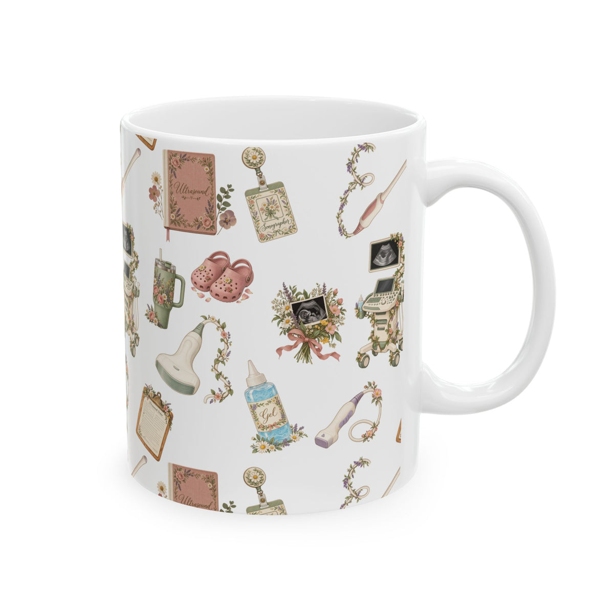 Floral Ultrasound Tech Ceramic Coffee Cup
