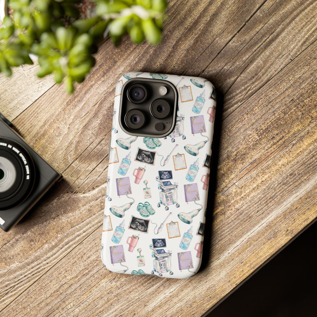 Watercolor Ultrasound Tech White iPhone Case — iPhone 11-17