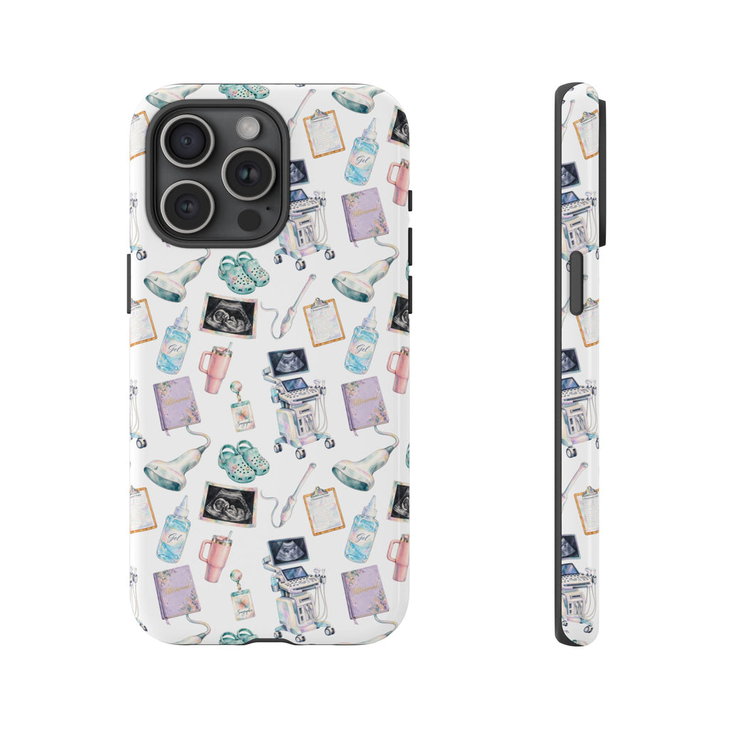 Watercolor Ultrasound Tech White iPhone Case — iPhone 11-17