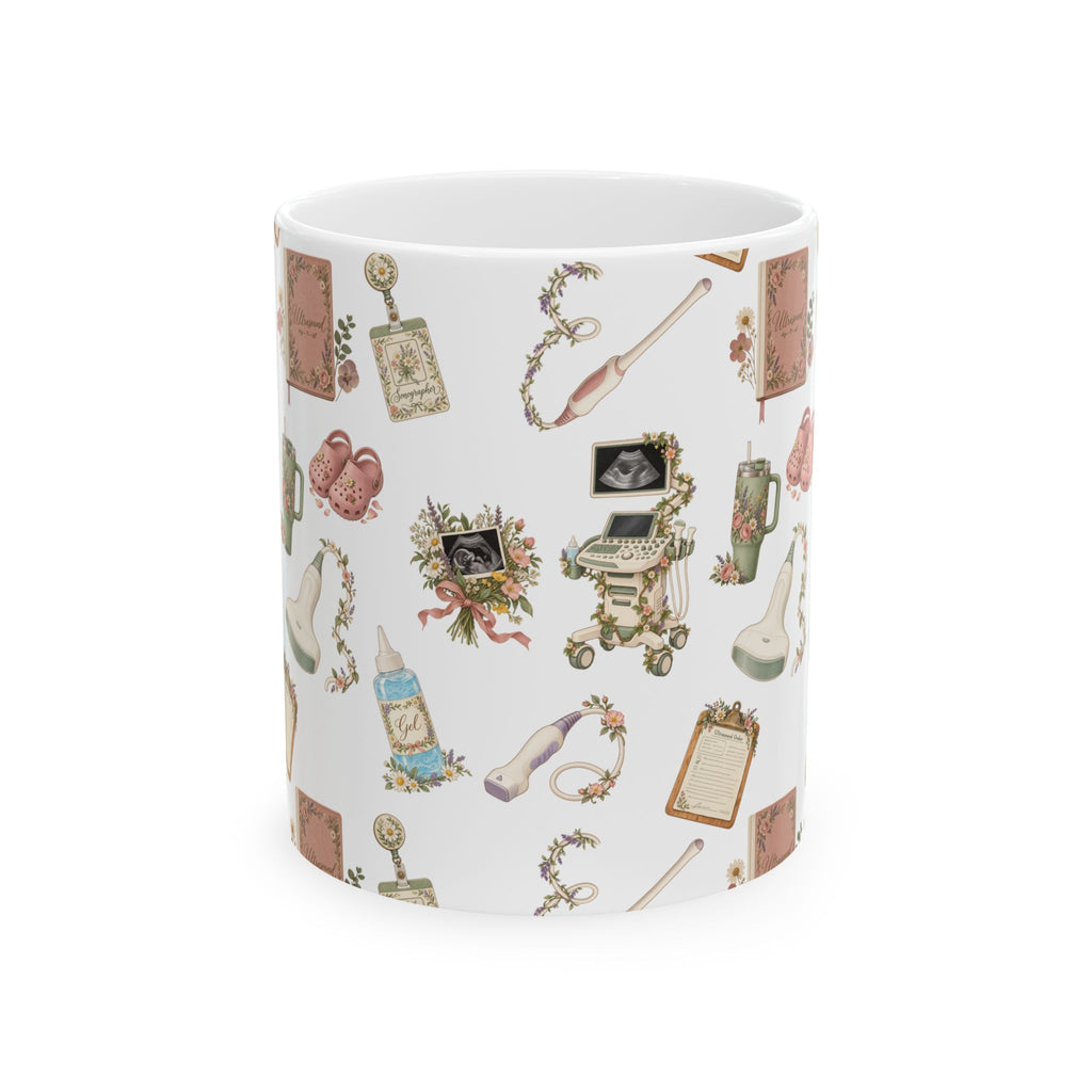 Floral Ultrasound Tech Ceramic Coffee Cup