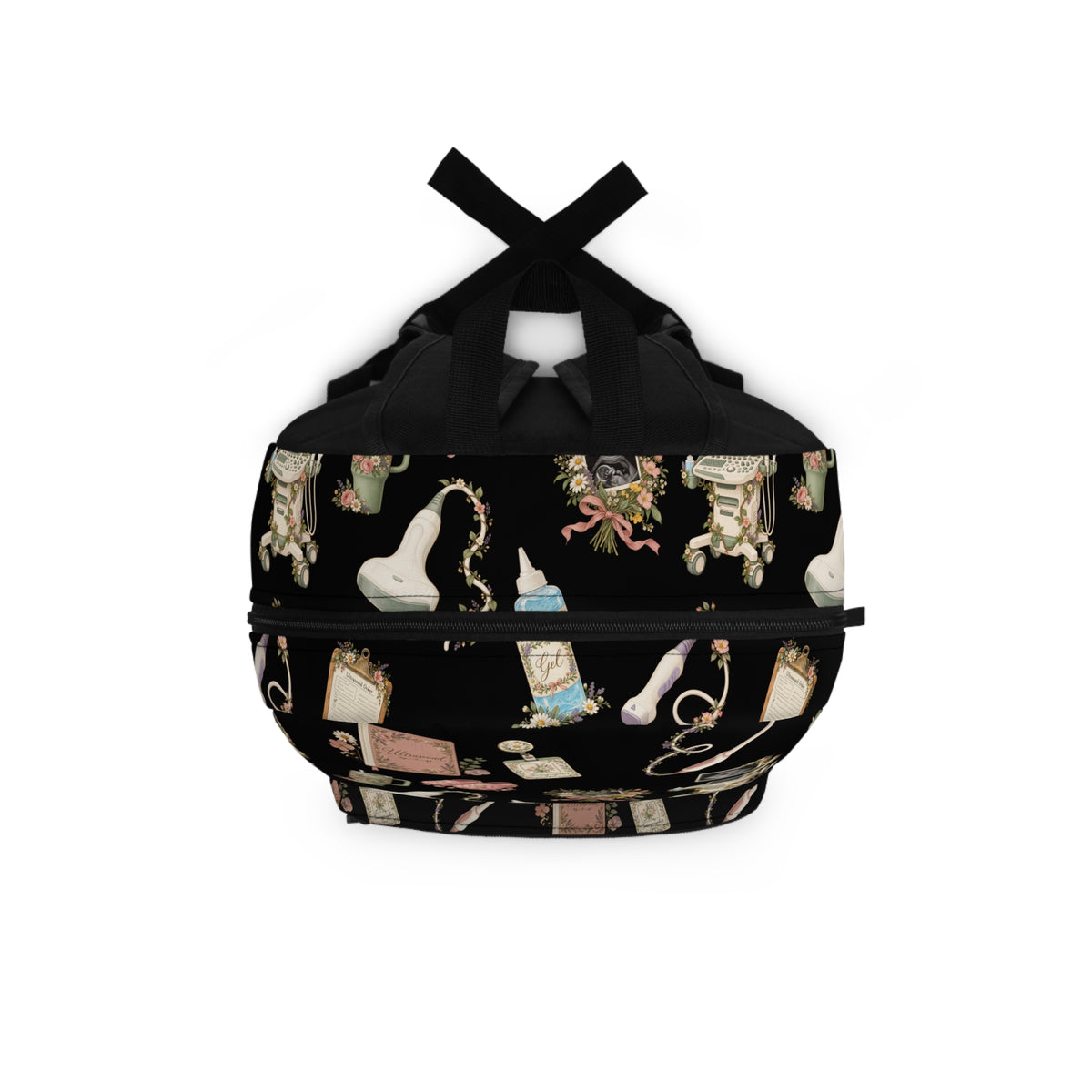 Black Floral Ultrasound Tech Backpack