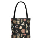 Black Floral Ultrasound Tech Tote Bag for Sonographers