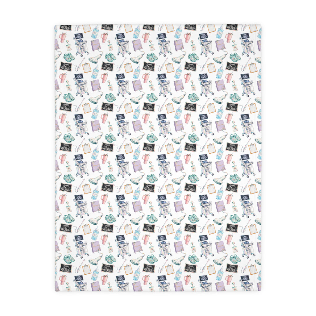 Watercolor Ultrasound Tech Blanket - Printed on Both Sides