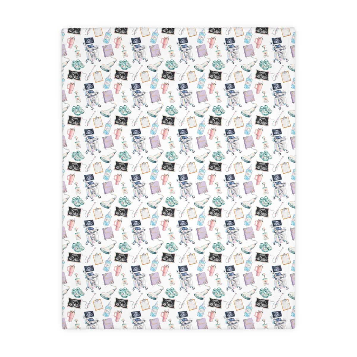Watercolor Ultrasound Tech Blanket - Printed on Both Sides