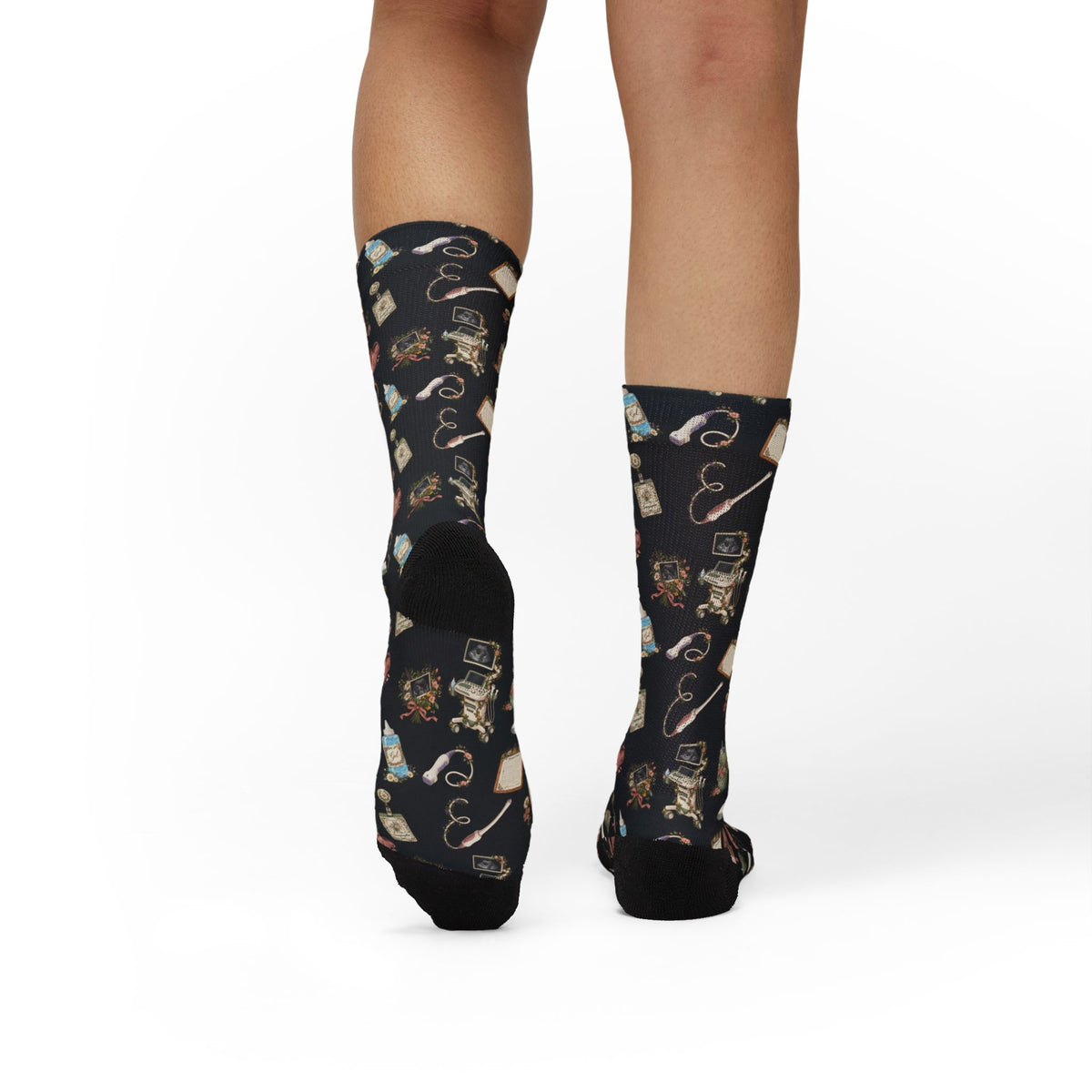 Floral Ultrasound Tech Crew Socks