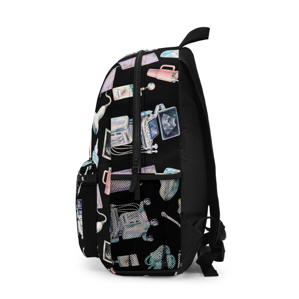 Black Watercolor Ultrasound Tech Backpack