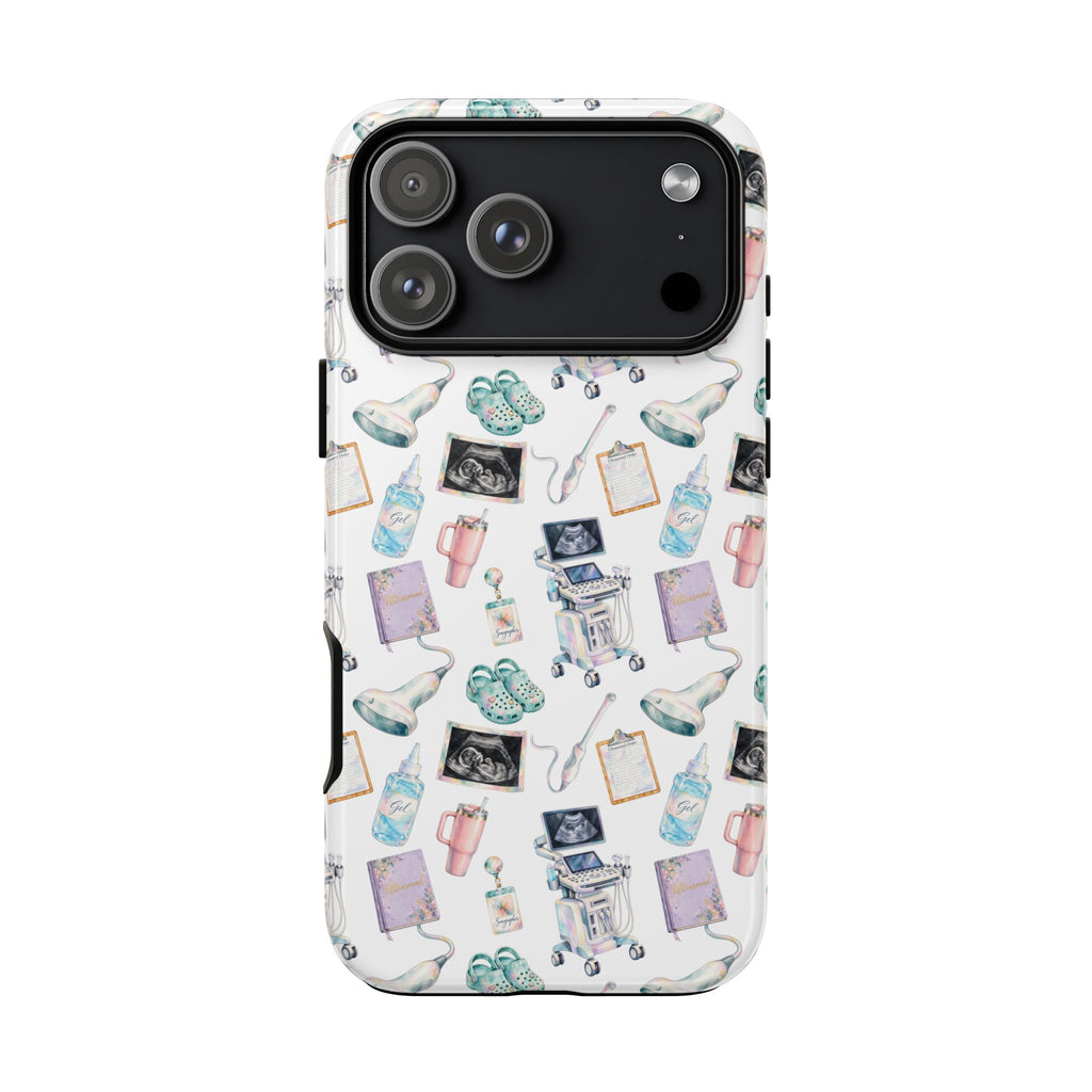 Watercolor Ultrasound Tech White iPhone Case — iPhone 11-17