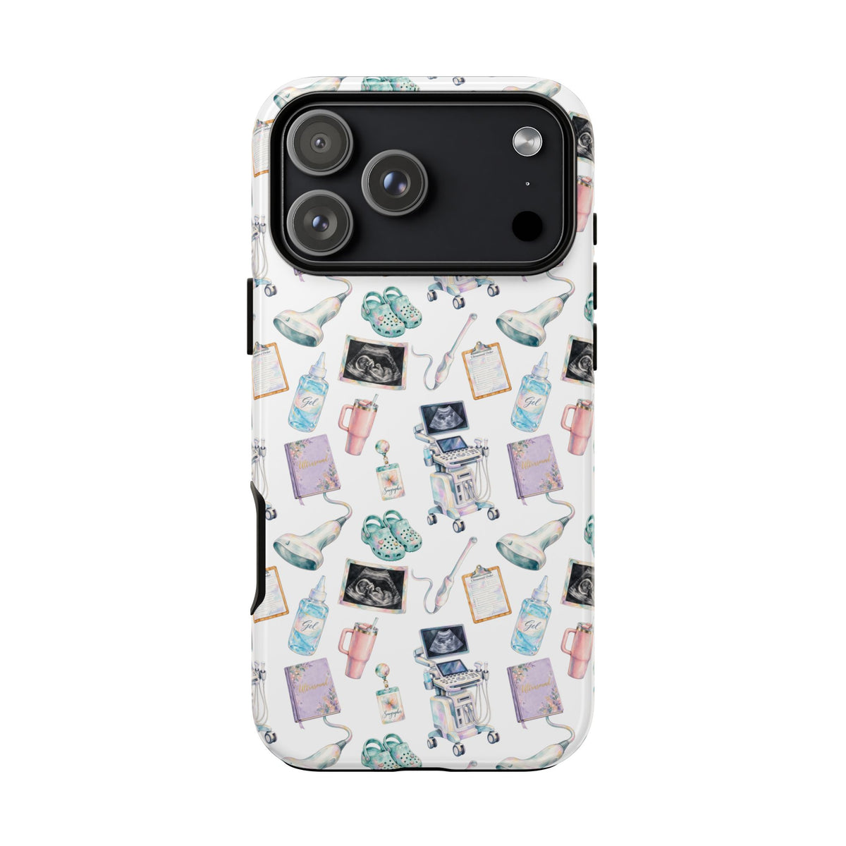 Watercolor Ultrasound Tech White iPhone Case — iPhone 11-17