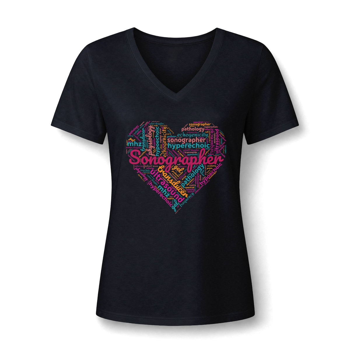 Vibrant Sonographer Heart - V-Neck Tee