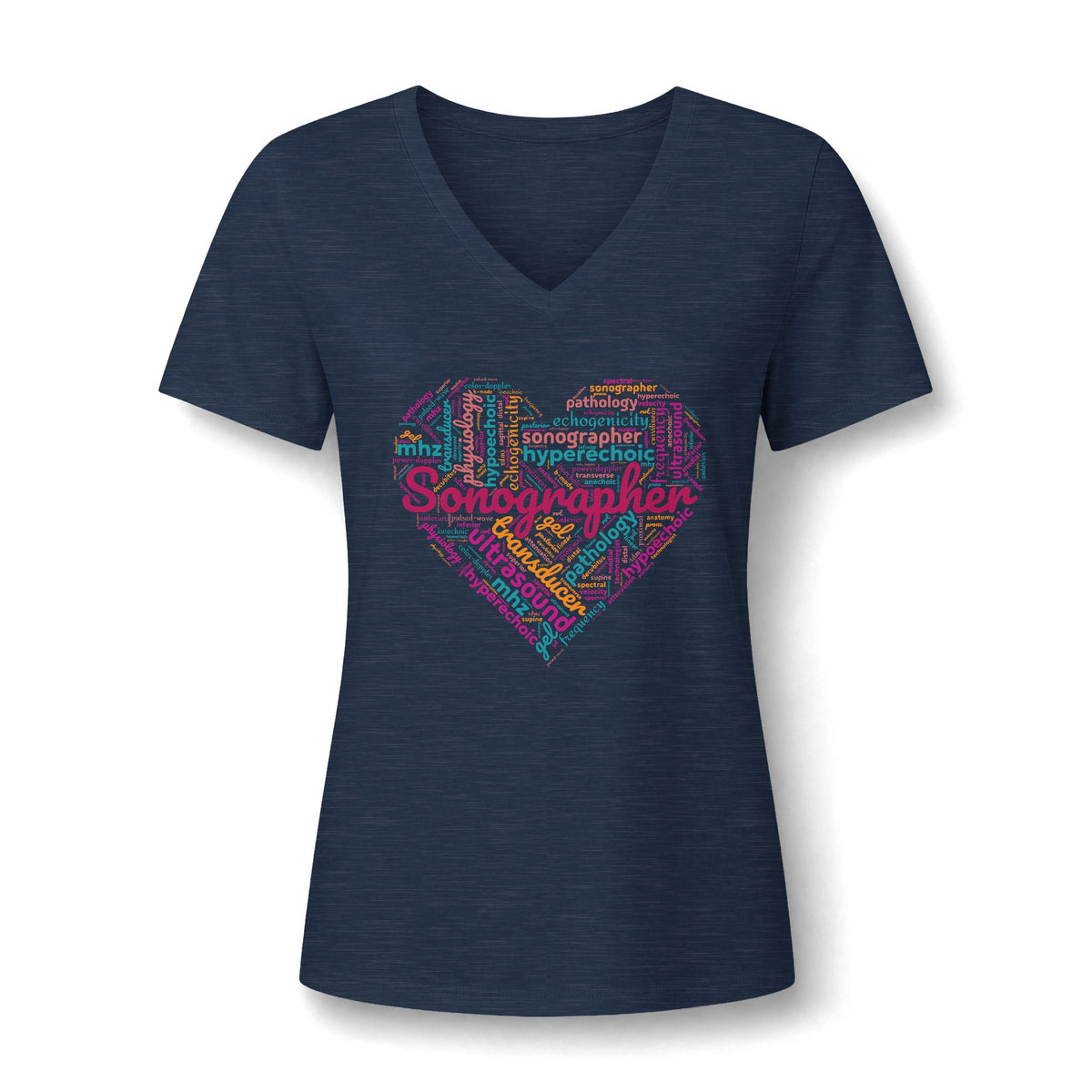 Vibrant Sonographer Heart - V-Neck Tee