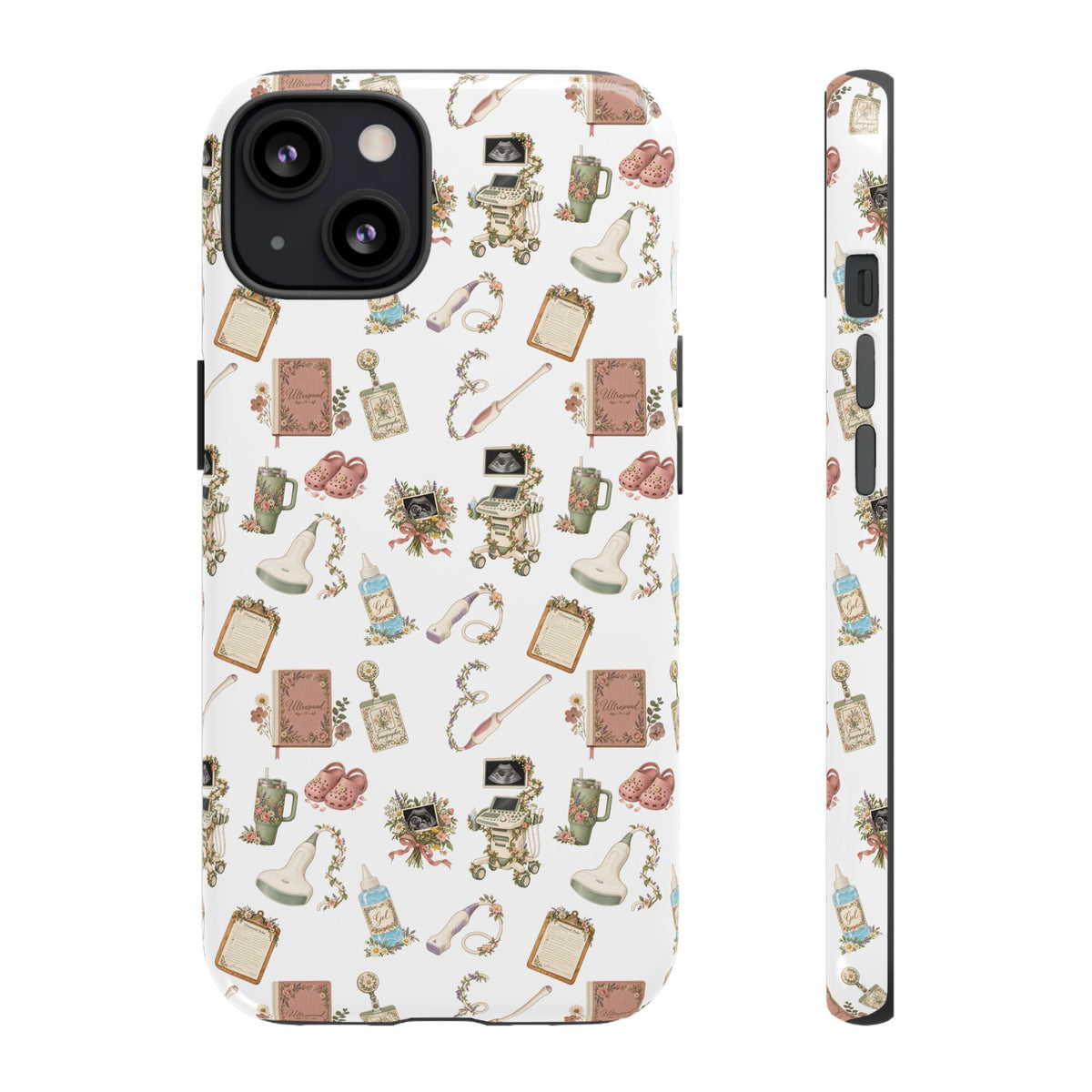White Floral Ultrasound Tech iPhone Case — iPhone 11-17