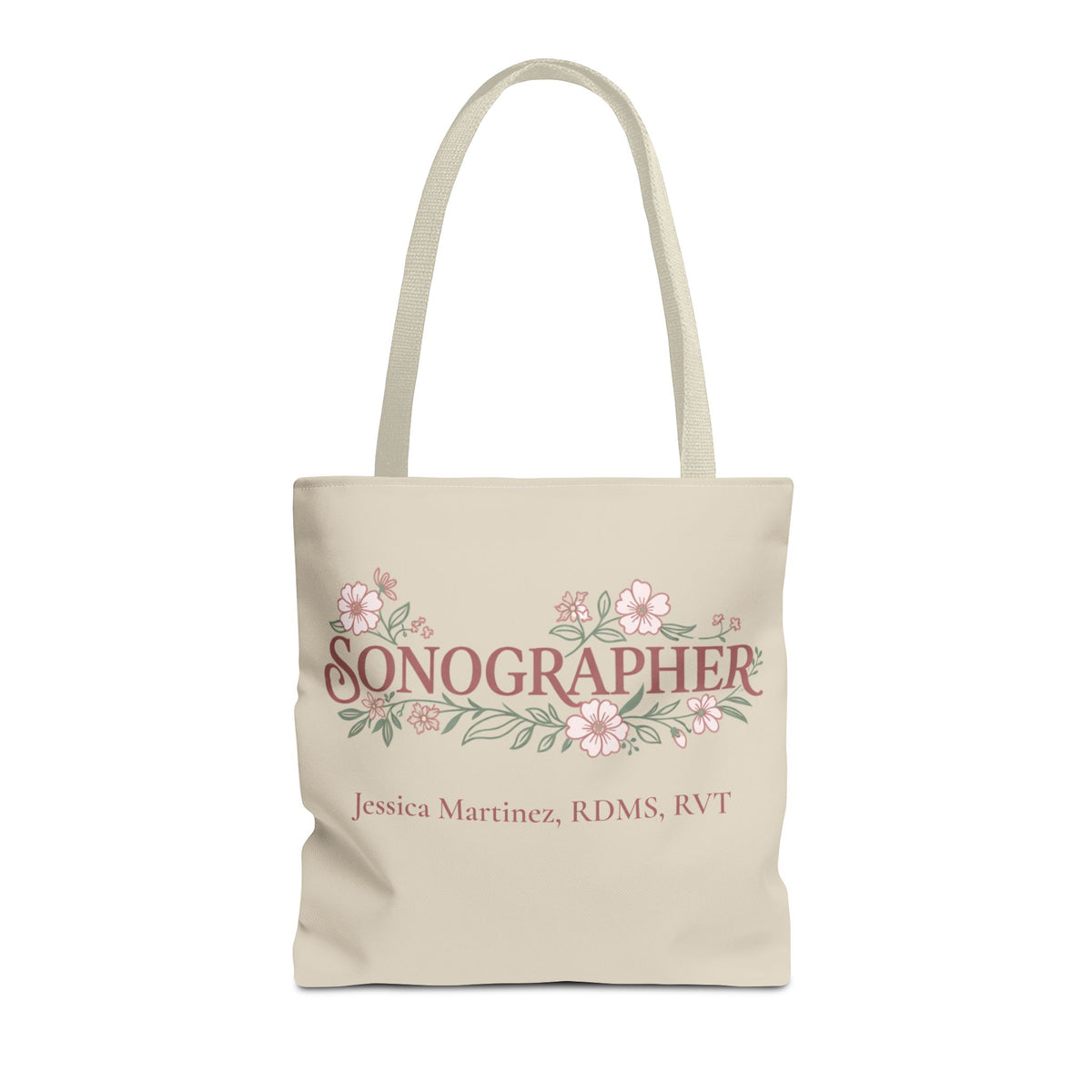 Personalized Pastel Floral Sonographer Tote Bag