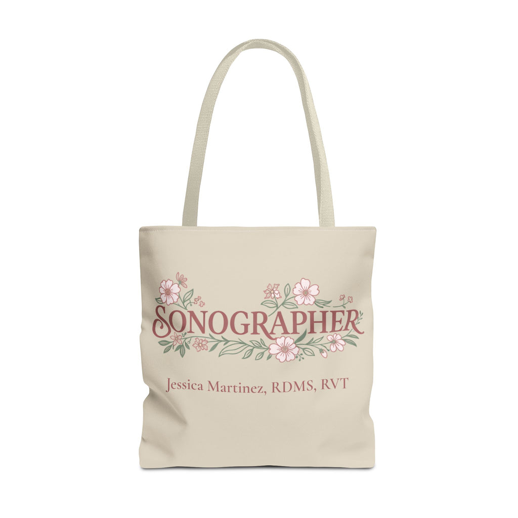 Personalized Pastel Floral Sonographer Tote Bag