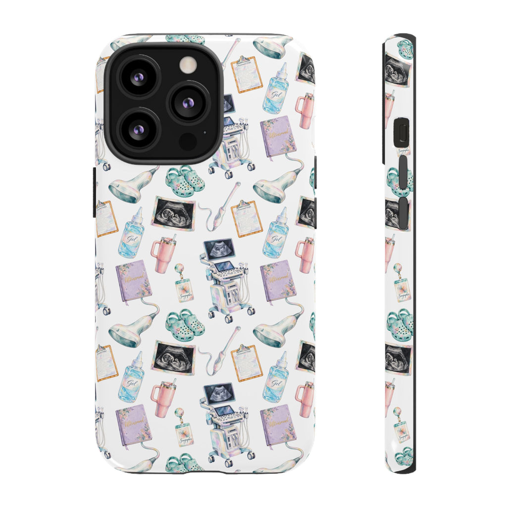 Watercolor Ultrasound Tech White iPhone Case — iPhone 11-17