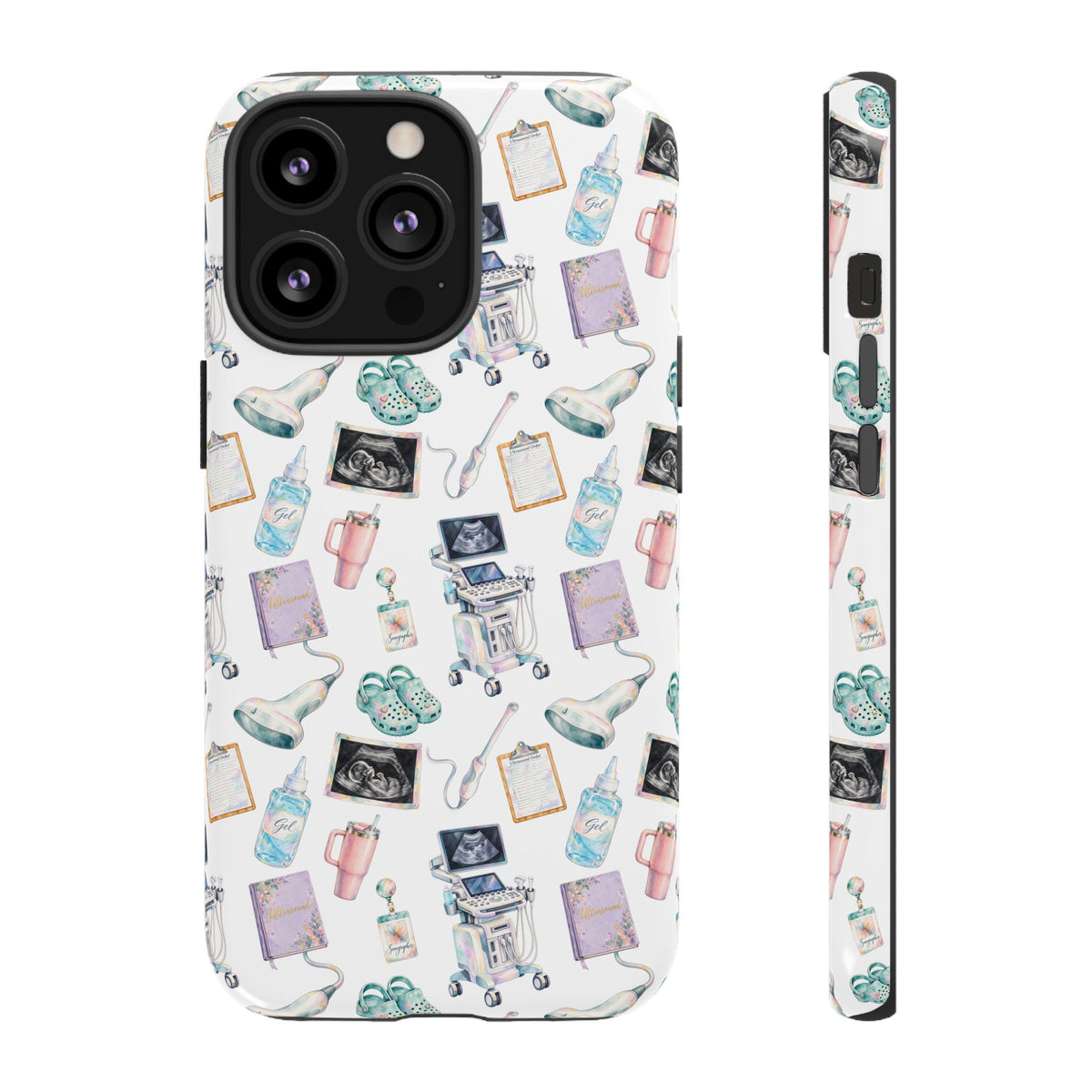 Watercolor Ultrasound Tech White iPhone Case — iPhone 11-17