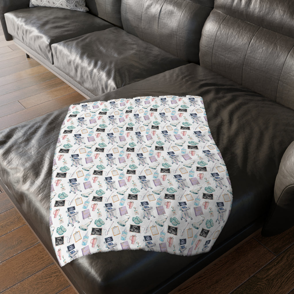 Watercolor Ultrasound Tech Blanket - Printed on Both Sides