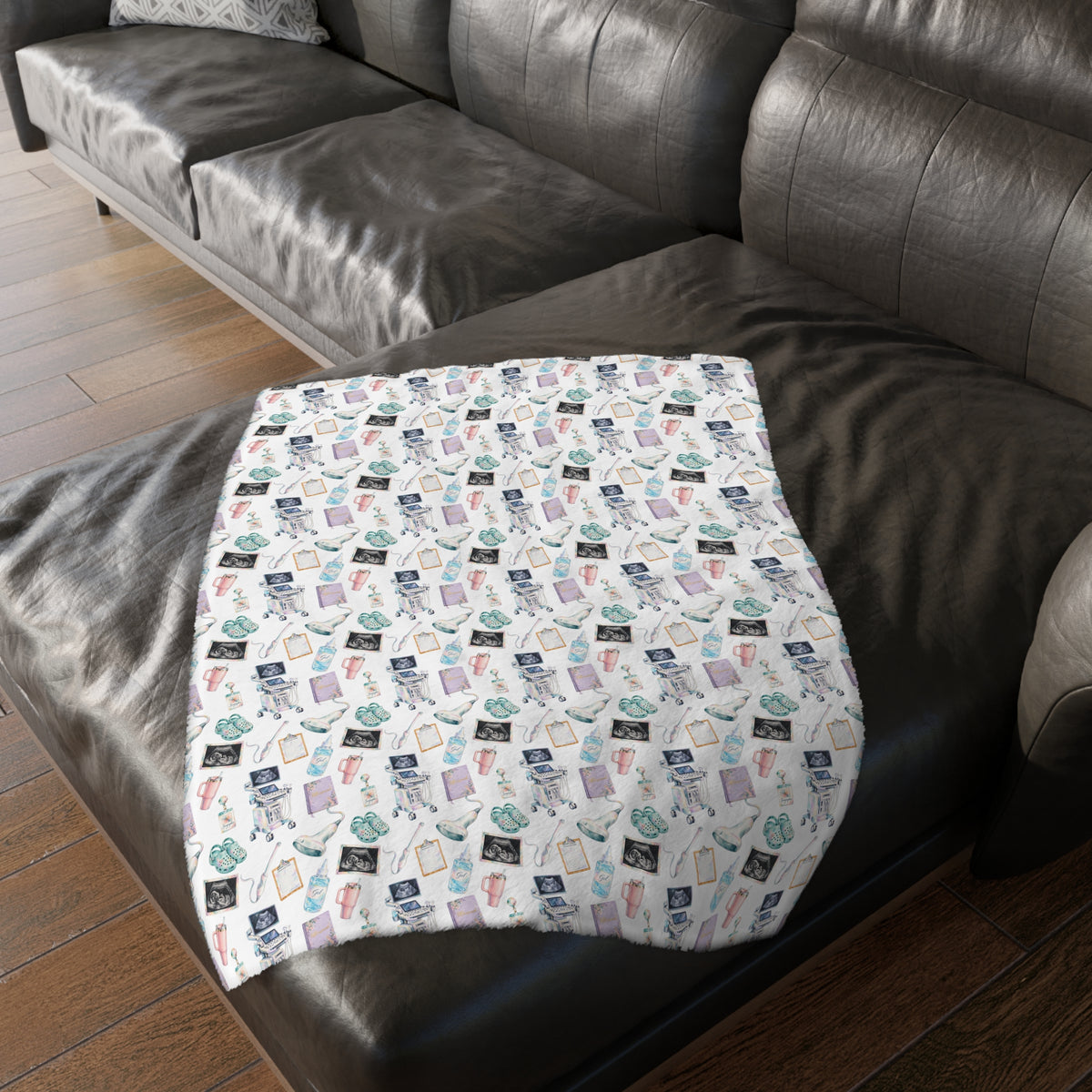 Watercolor Ultrasound Tech Blanket - Printed on Both Sides