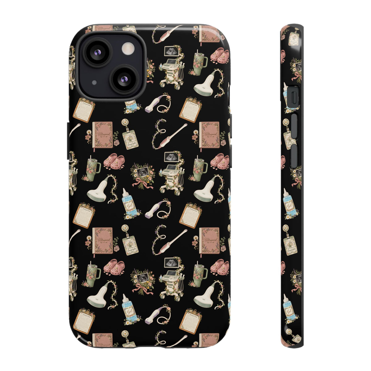 Black Floral Ultrasound Tech iPhone Case — iPhone 11-17