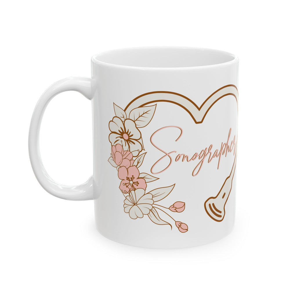 Floral Sonographer Heart - Coffee Cup