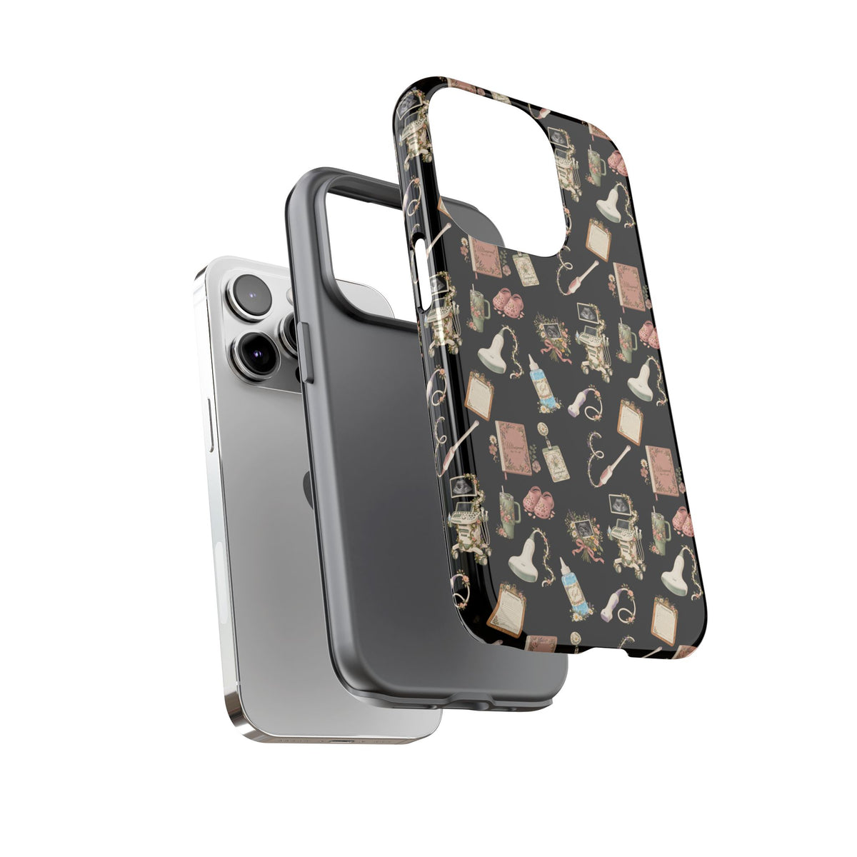 Black Floral Ultrasound Tech iPhone Case — iPhone 11-17