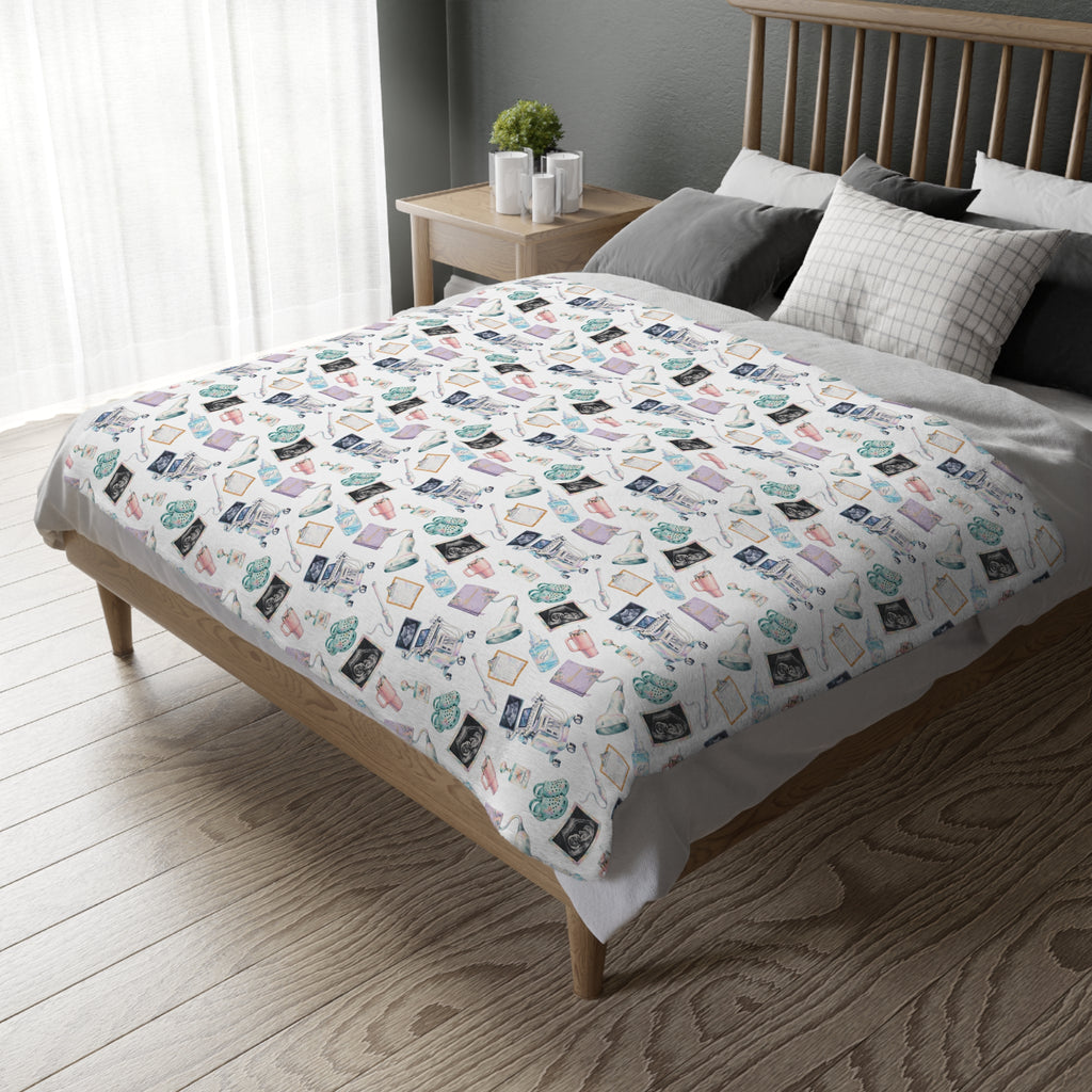 Watercolor Ultrasound Tech Blanket - Printed on Both Sides