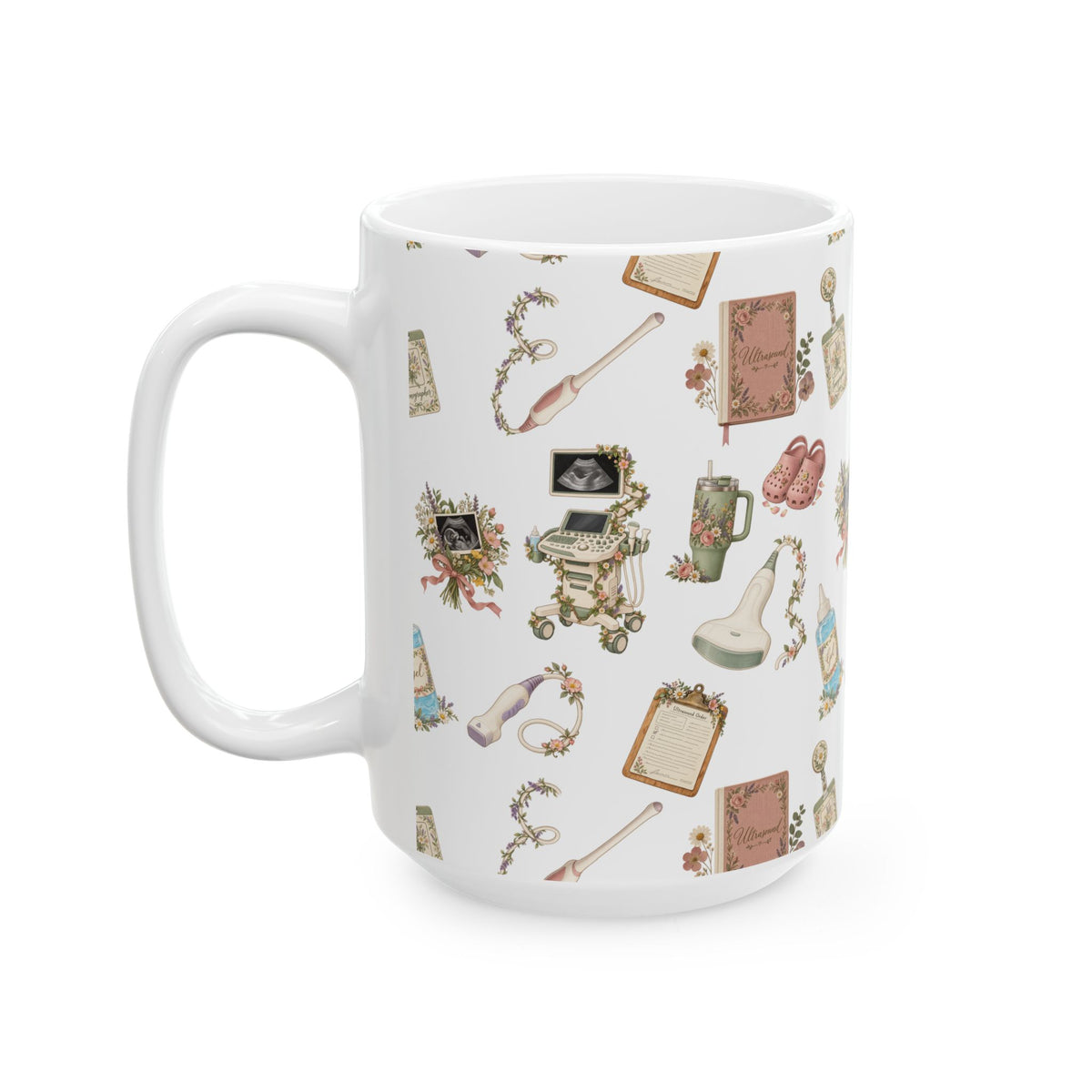 Floral Ultrasound Tech Ceramic Coffee Cup
