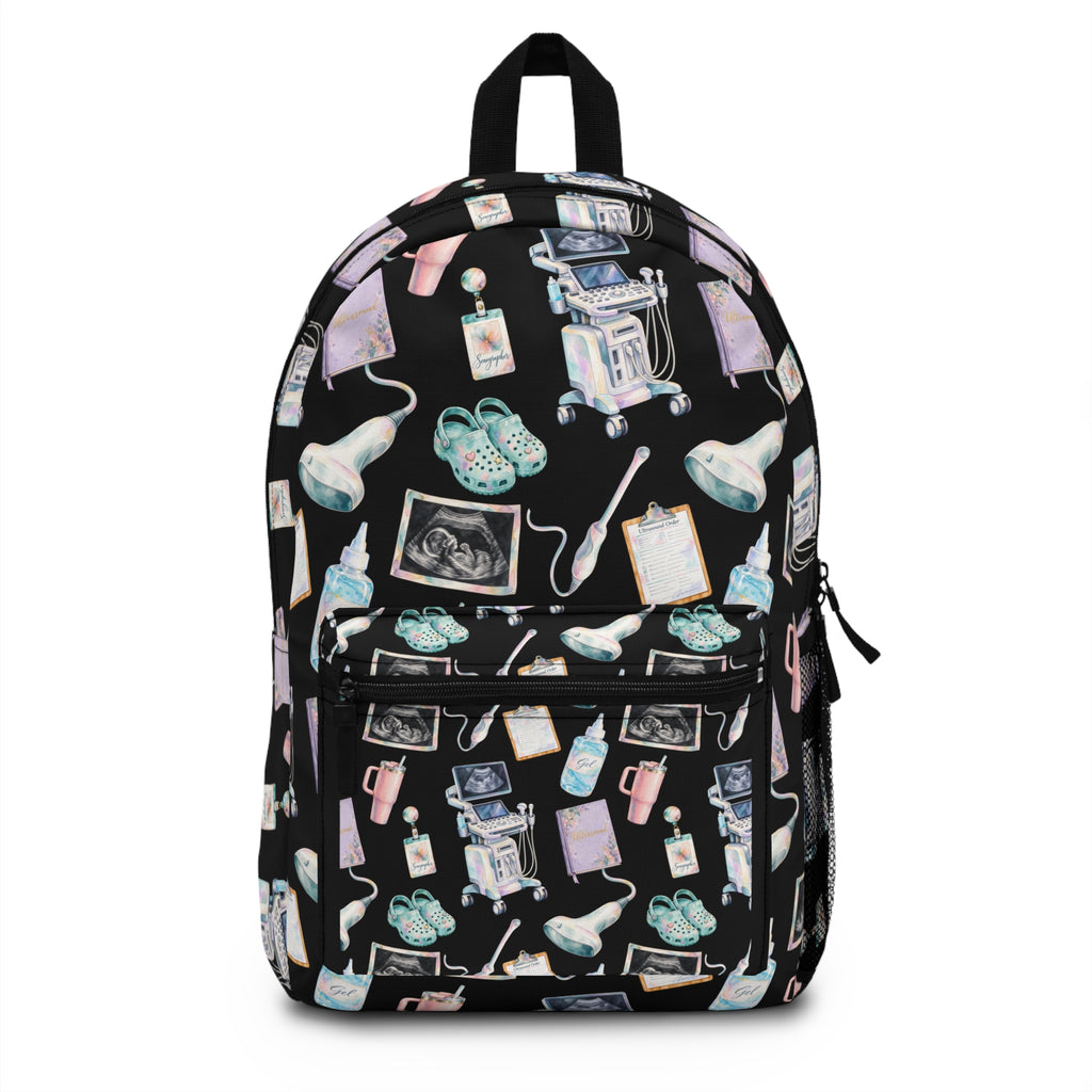 Black Watercolor Ultrasound Tech Backpack