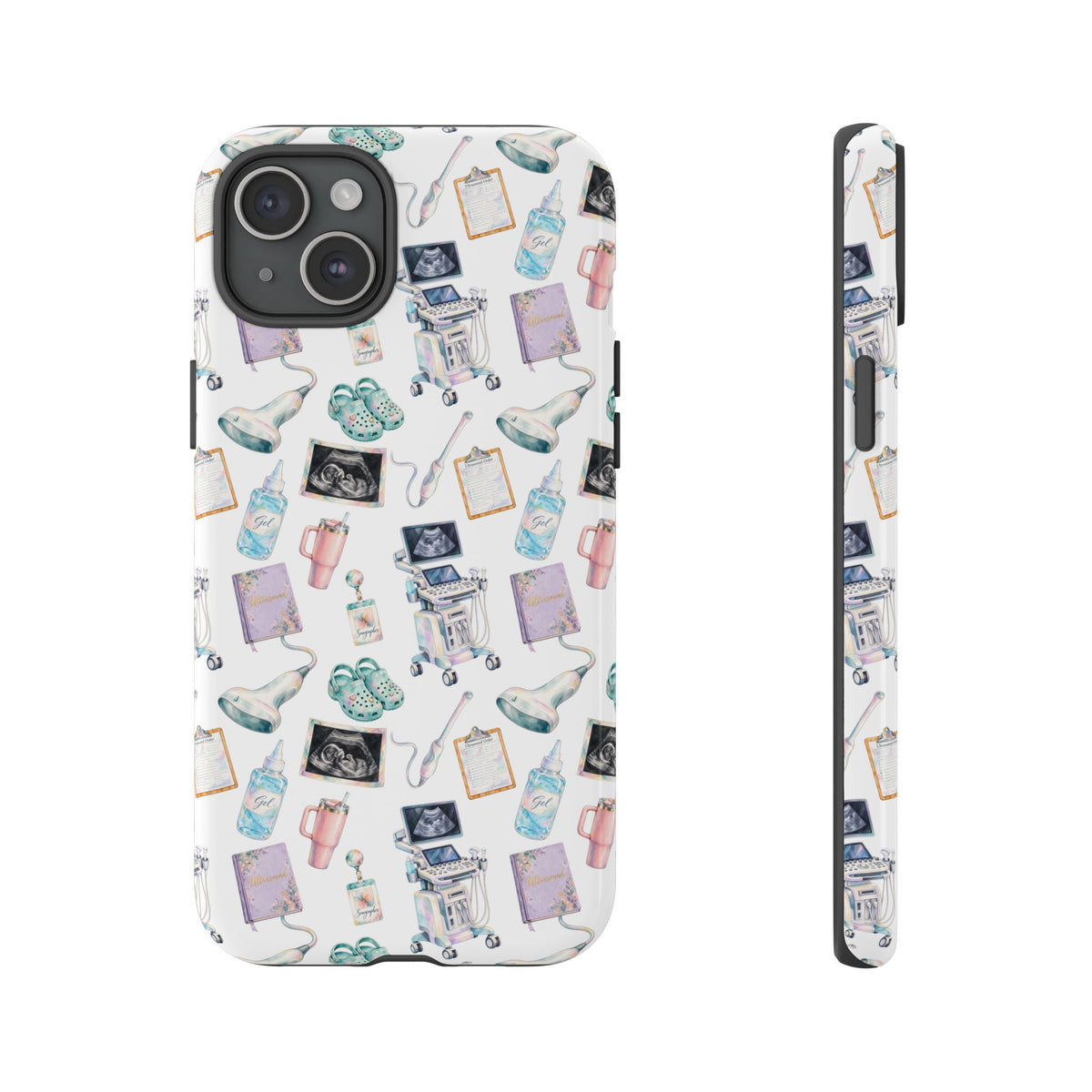 Watercolor Ultrasound Tech White iPhone Case — iPhone 11-17