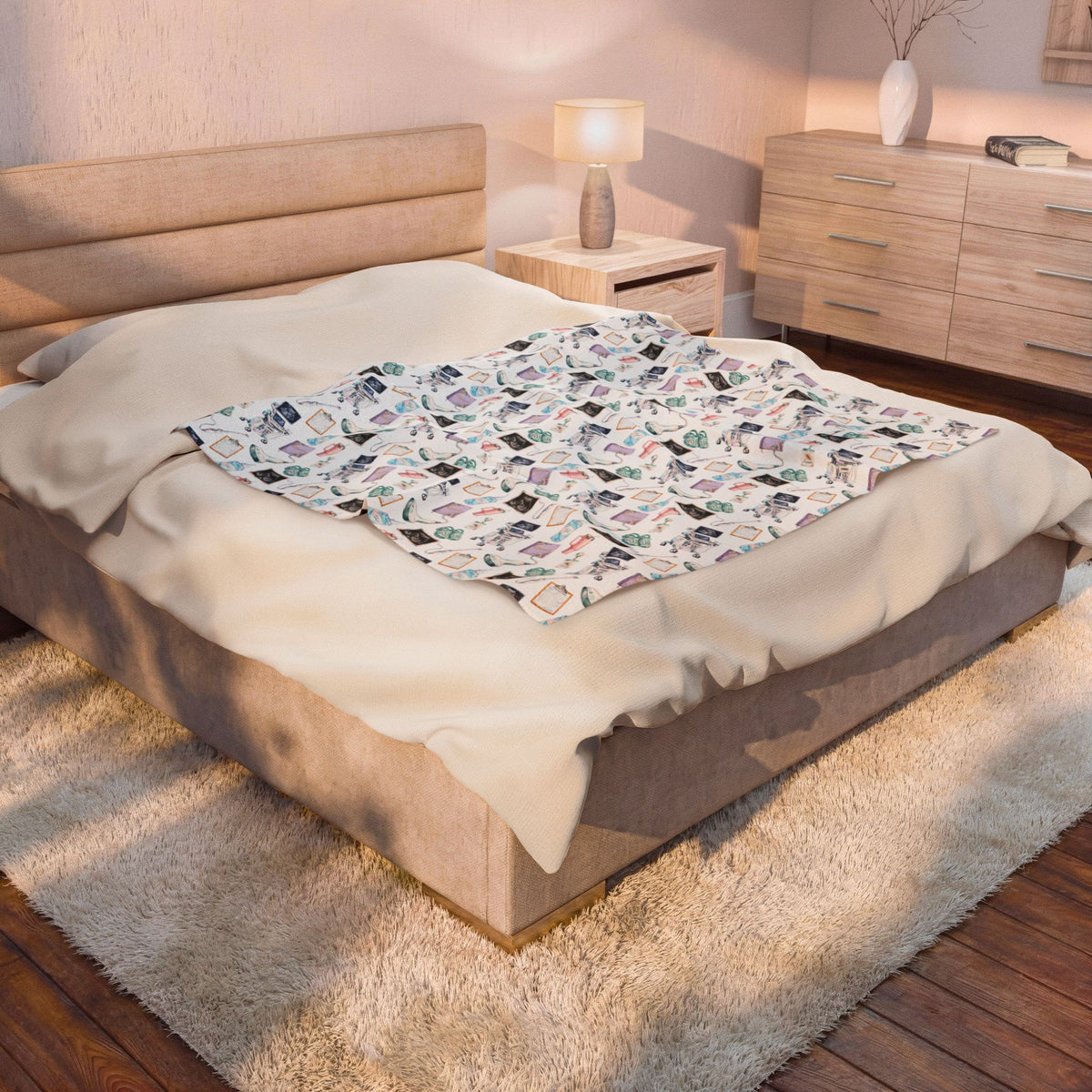 Watercolor Ultrasound Tech Velveteen Plush Blanket