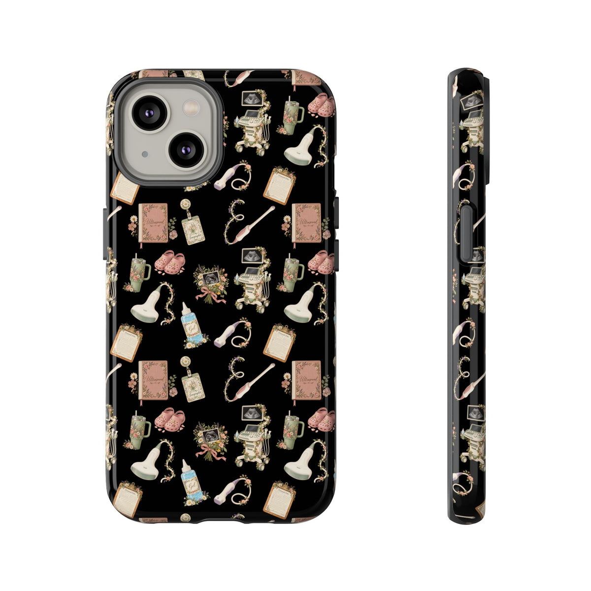 Black Floral Ultrasound Tech iPhone Case — iPhone 11-17