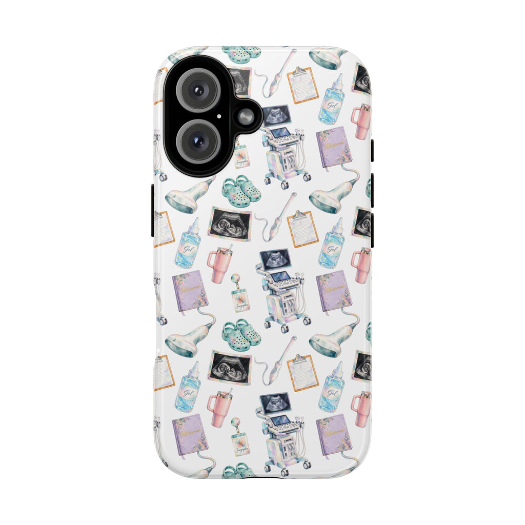 Watercolor Ultrasound Tech White iPhone Case — iPhone 11-17