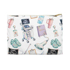 Watercolor Ultrasound Tech White Accessory Pouch - Makeup Bag, Pencil Pouch