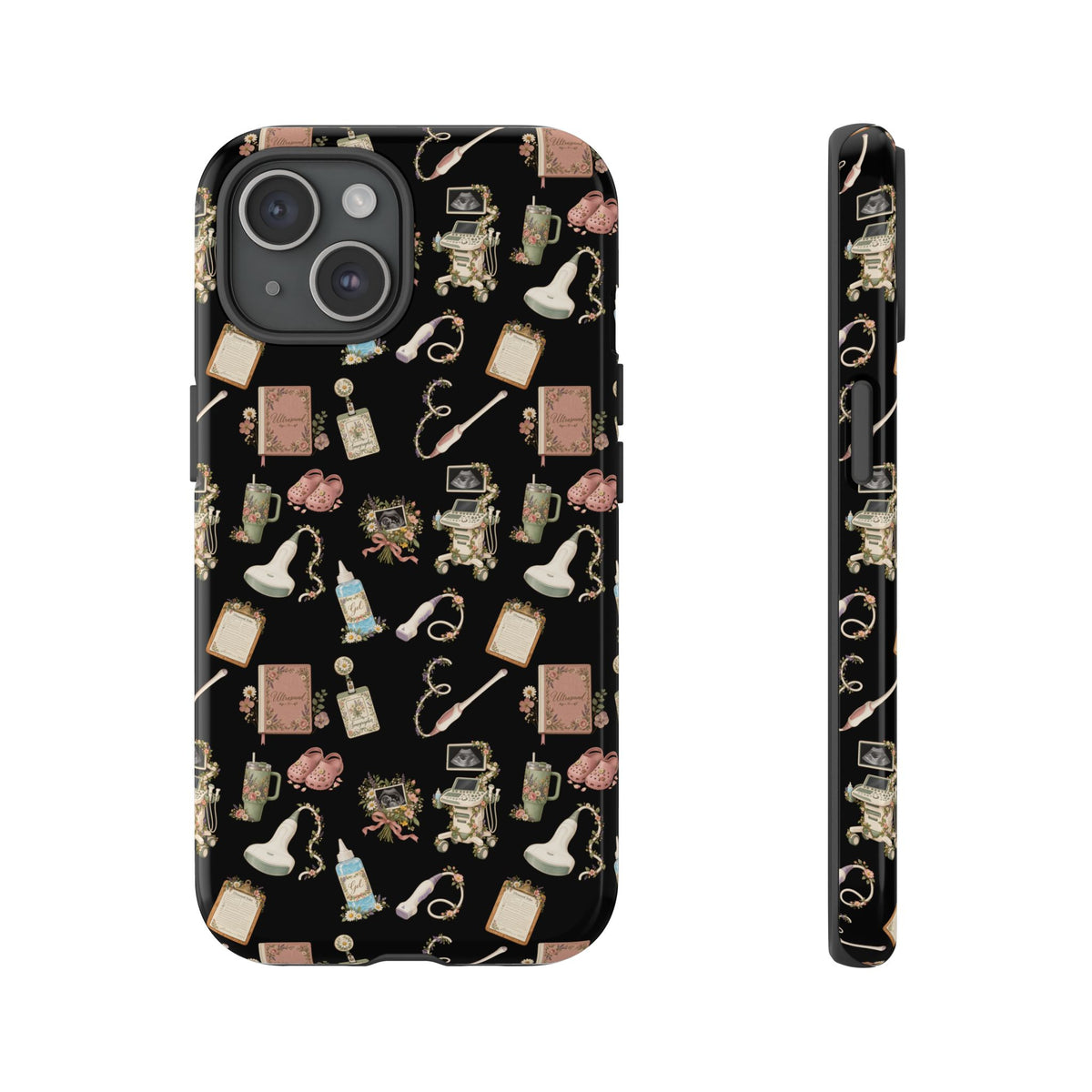 Black Floral Ultrasound Tech iPhone Case — iPhone 11-17