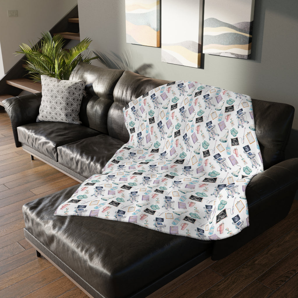 Watercolor Ultrasound Tech Blanket - Printed on Both Sides