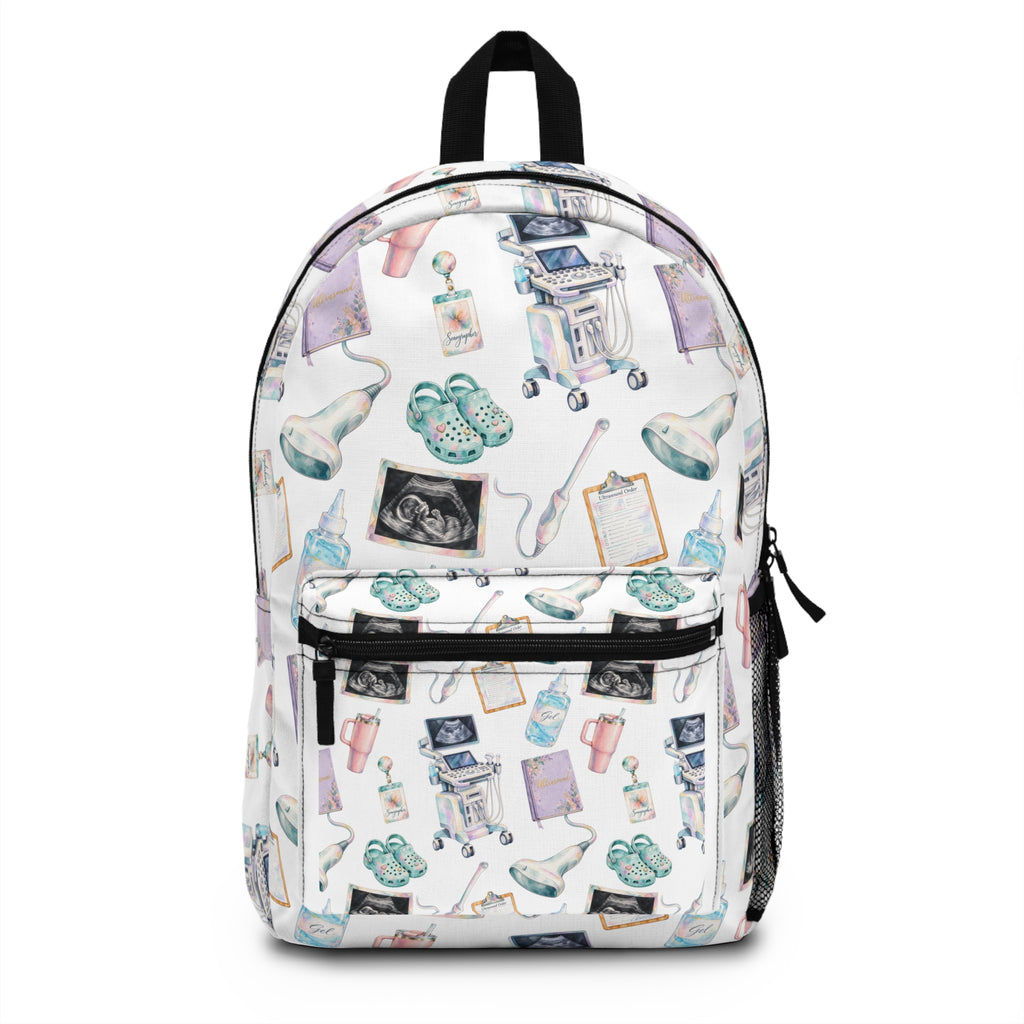 White Watercolor Ultrasound Tech Backpack