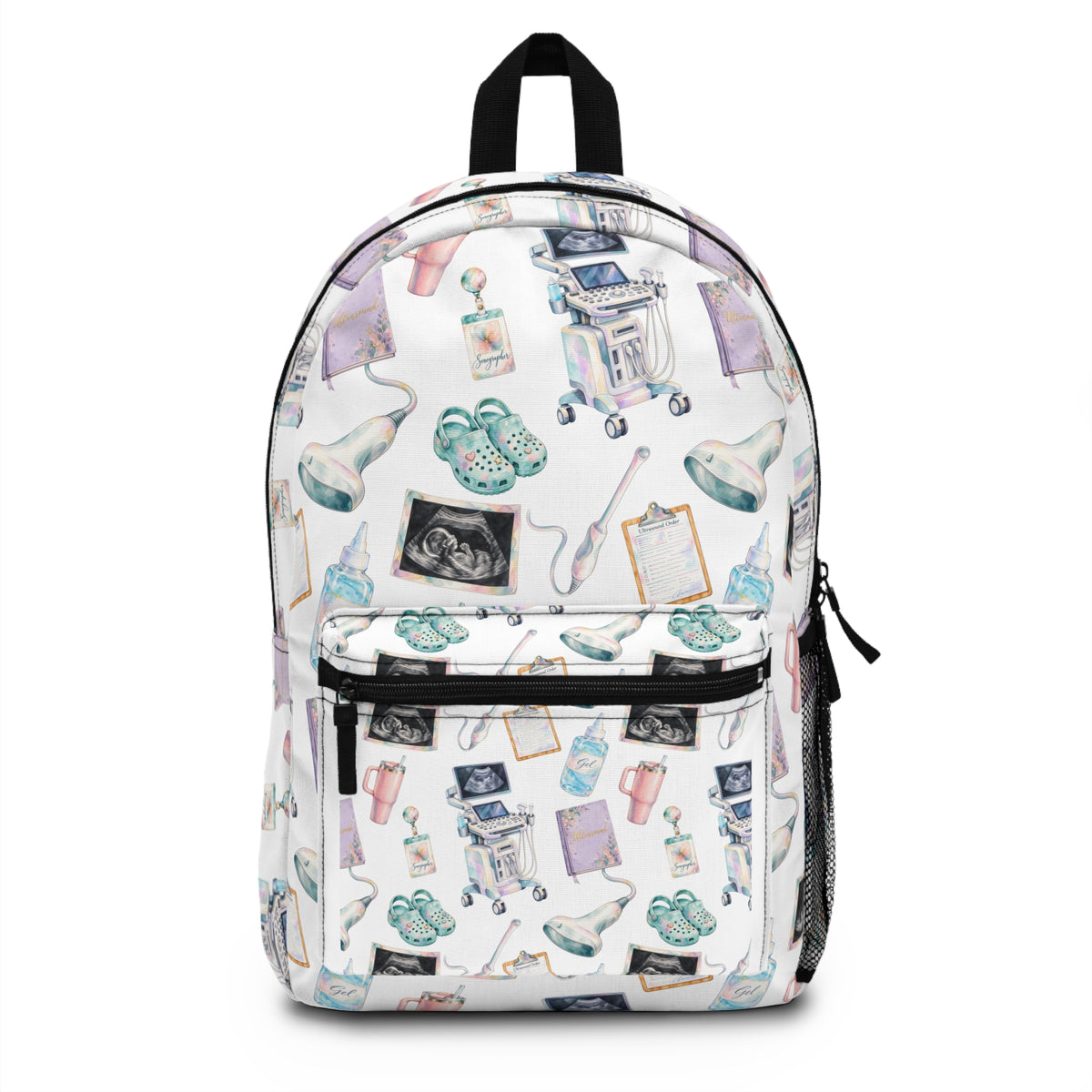 White Watercolor Ultrasound Tech Backpack