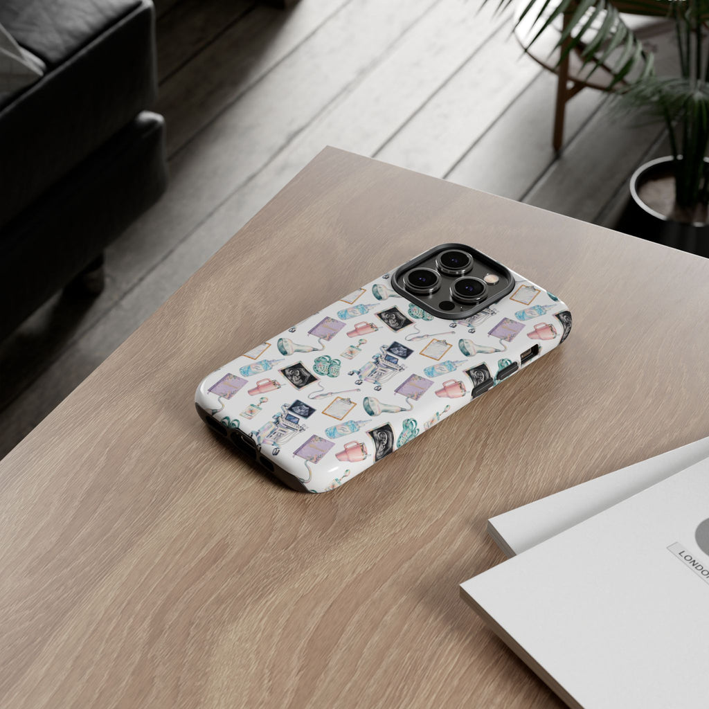 Watercolor Ultrasound Tech White iPhone Case — iPhone 11-17