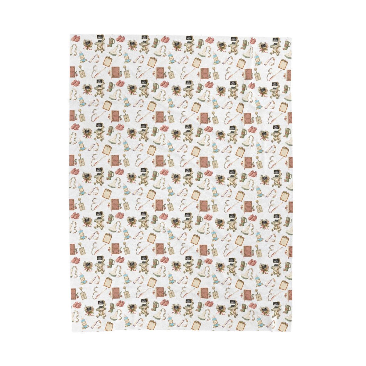 Flore Cottage Core Ultrasound Pattern Velveteen Plush Blanket