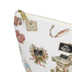 White Floral Ultrasound Tech Accessory Pouch - The tapered T-bottom