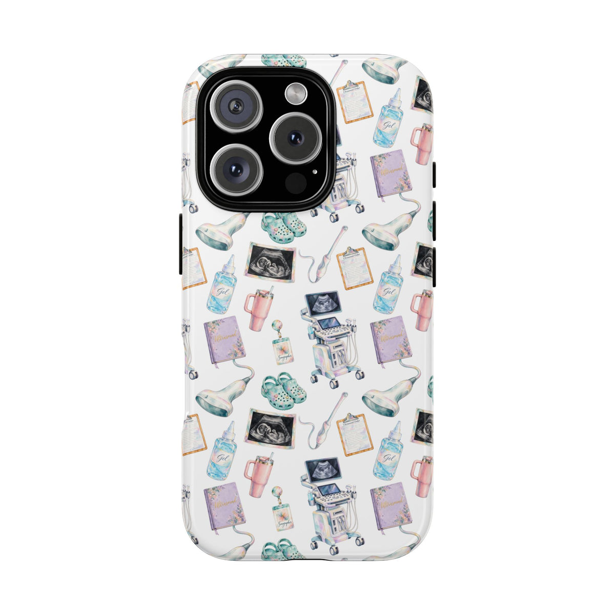 Watercolor Ultrasound Tech White iPhone Case — iPhone 11-17
