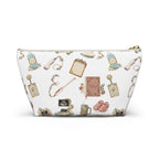 White Floral Ultrasound Tech Accessory Pouch - The tapered T-bottom