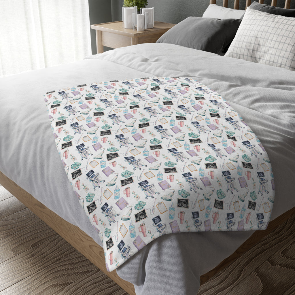 Watercolor Ultrasound Tech Blanket - Printed on Both Sides