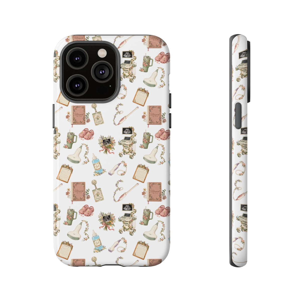 White Floral Ultrasound Tech iPhone Case — iPhone 11-17