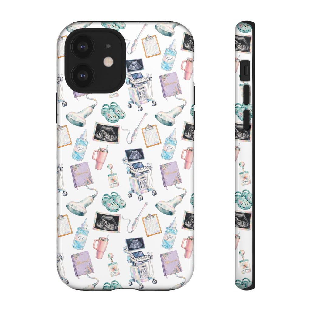 Watercolor Ultrasound Tech White iPhone Case — iPhone 11-17