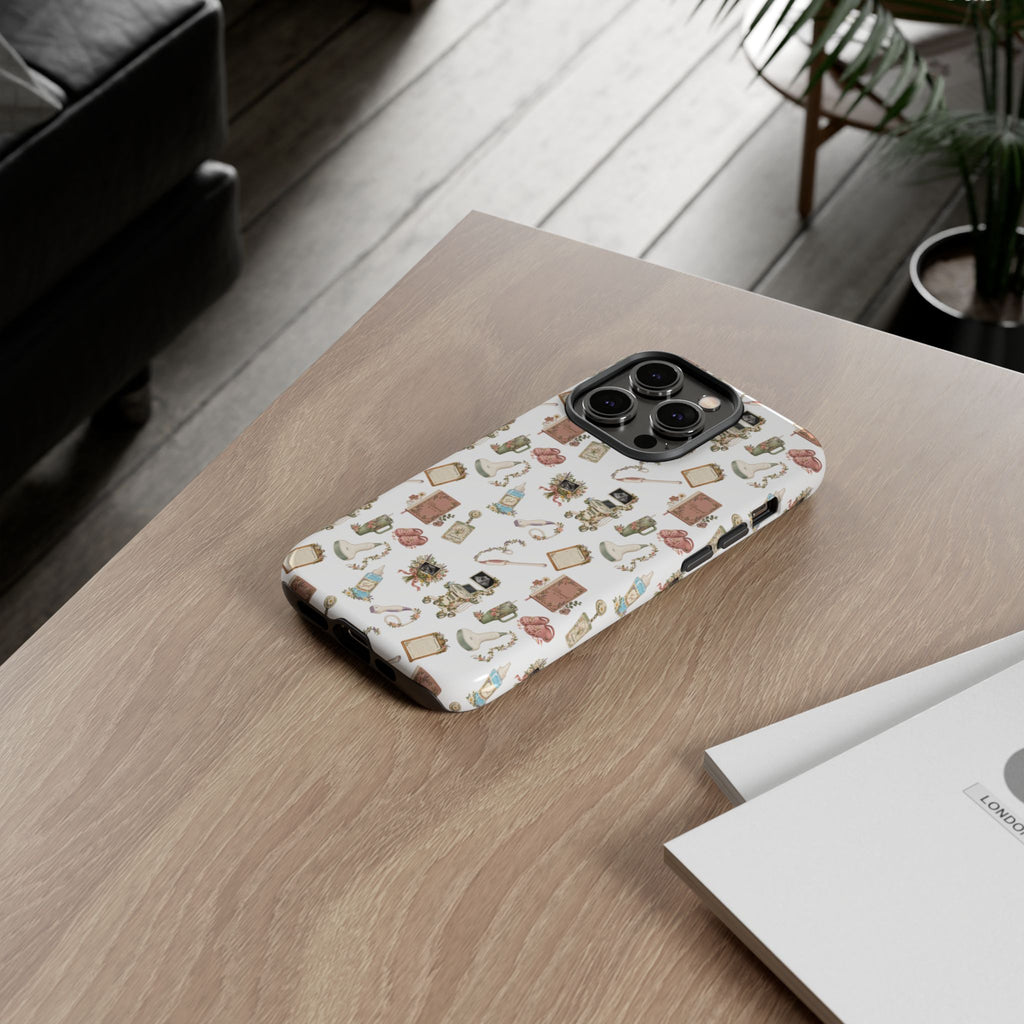 White Floral Ultrasound Tech iPhone Case — iPhone 11-17