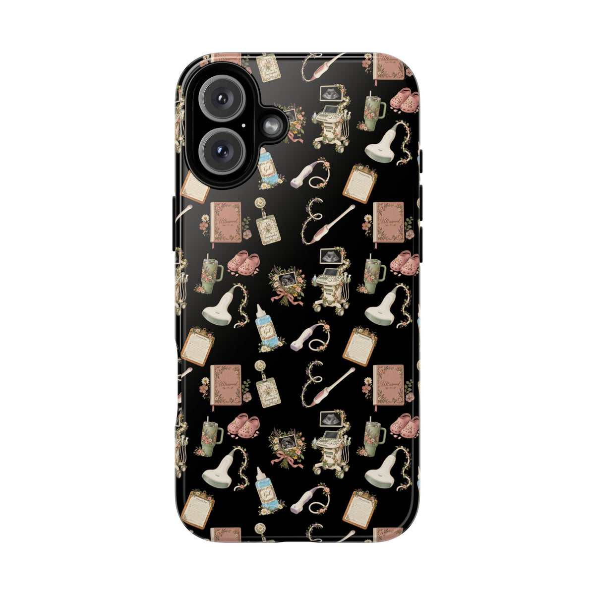 Black Floral Ultrasound Tech iPhone Case — iPhone 11-17