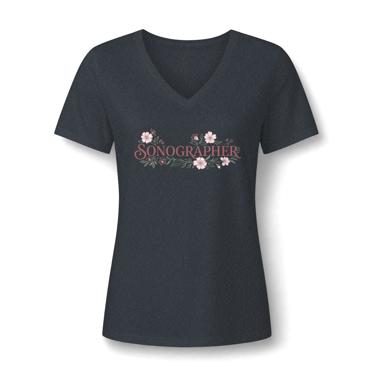 Pastel Floral Sonographer  - V-Neck Tee