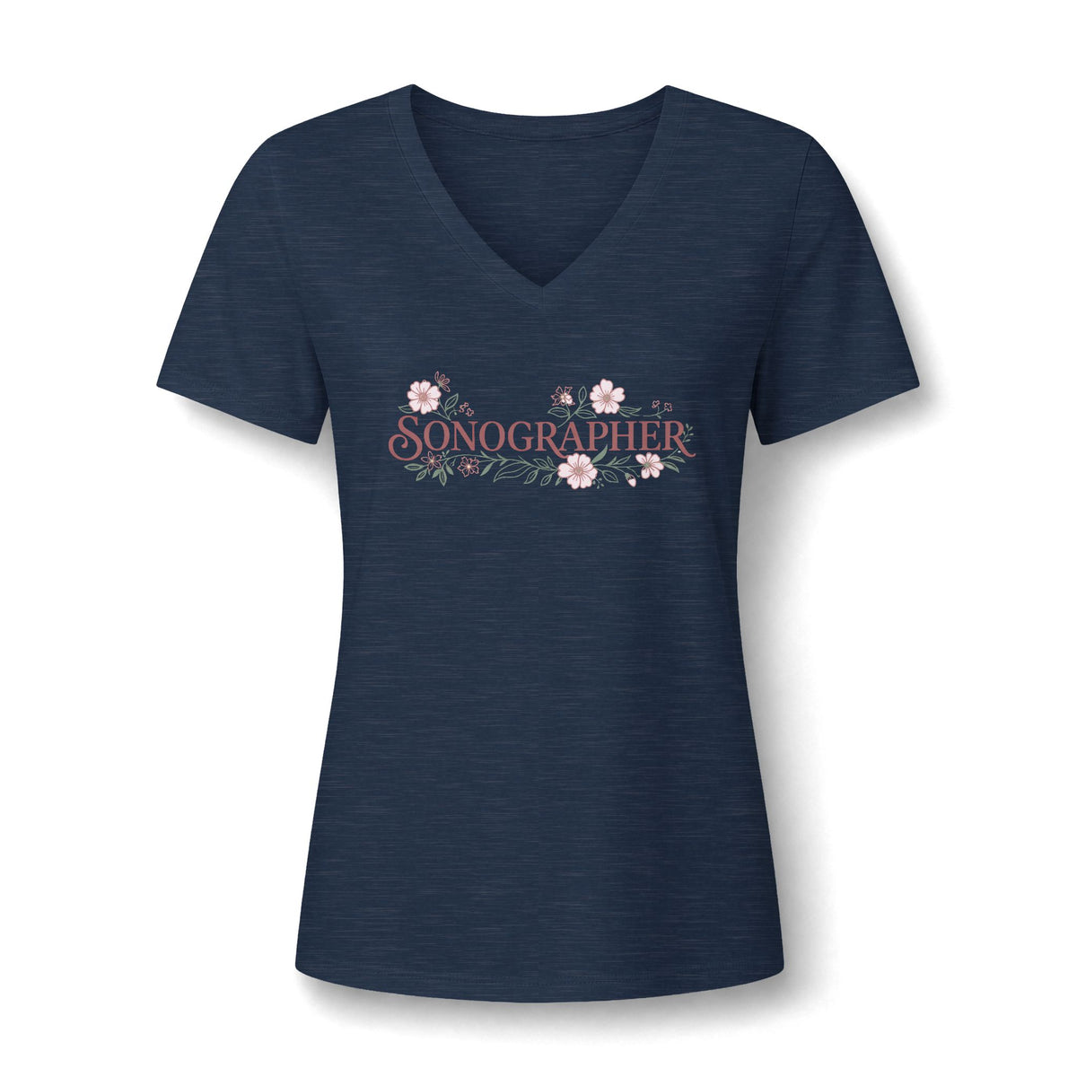 Pastel Floral Sonographer  - V-Neck Tee