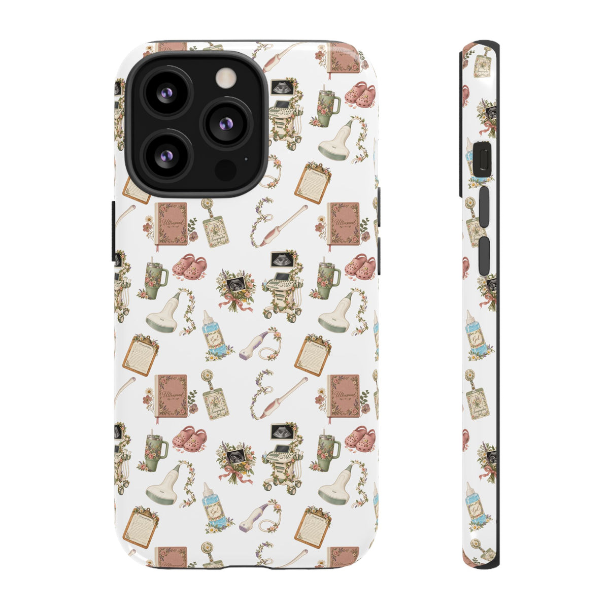 White Floral Ultrasound Tech iPhone Case — iPhone 11-17